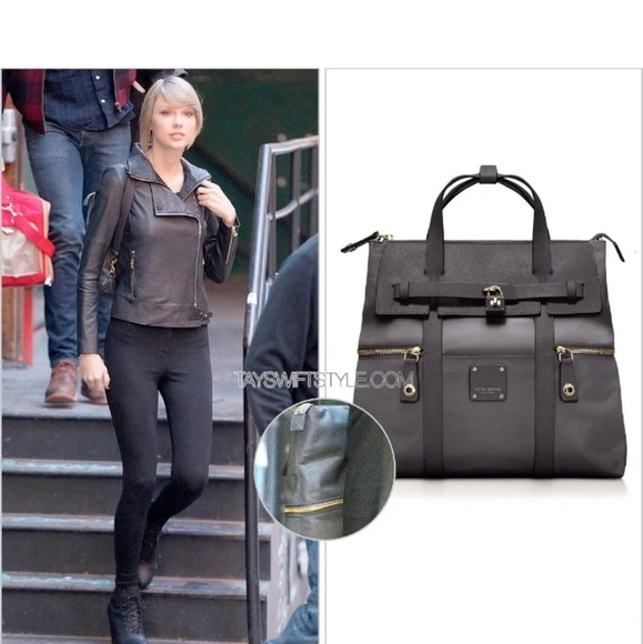 HENRI BENDEL Blue Coated Canvas Leather Jetsetter Convertible Backpack - Picture 2 of 12